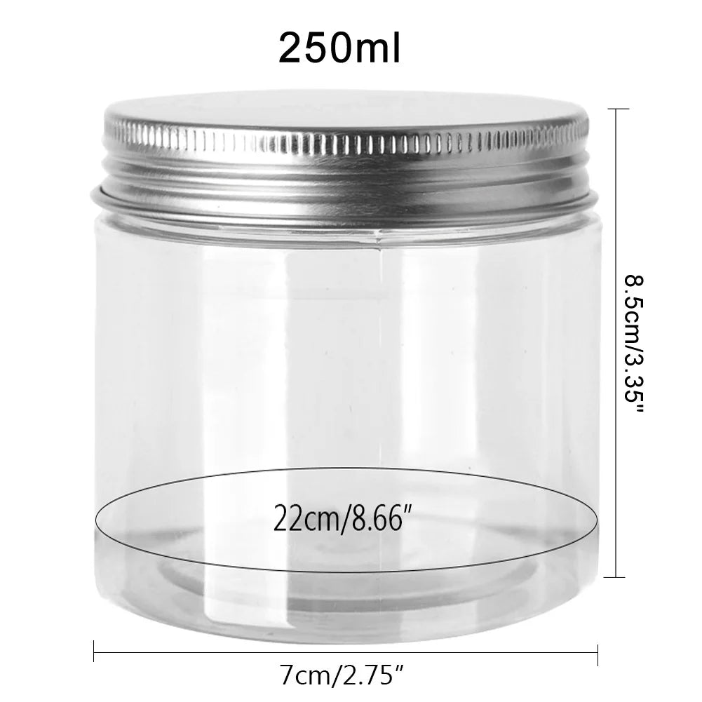 1-10Pcs 20/25/30/40/45-250ml Storage Jars With Lids Aluminum Round Canister Empty Plastic Cosmetic Jars Food Travel Bottle Pot