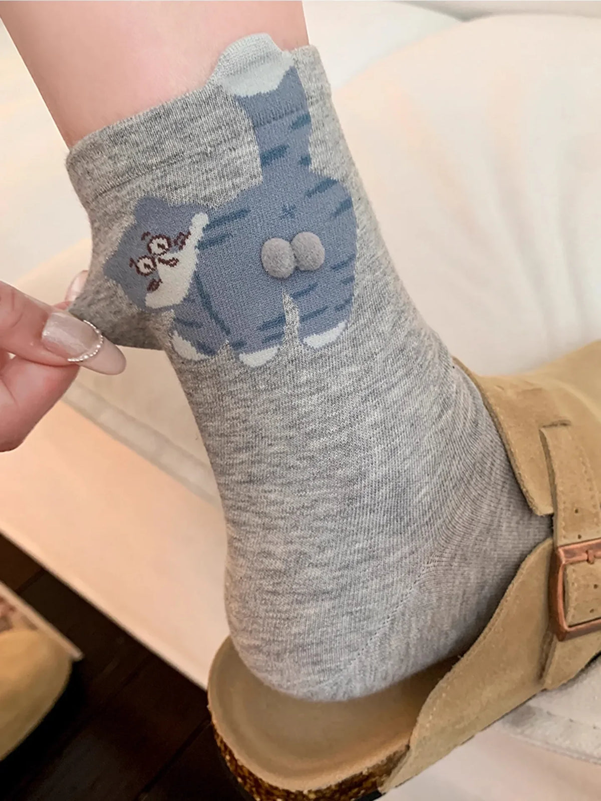 1/3 Pair Three-Dimensional Cat Printed Men female Mid Tube Socks Soft Comfortable Sweat Absorbing Breathable Casual Couples Sock