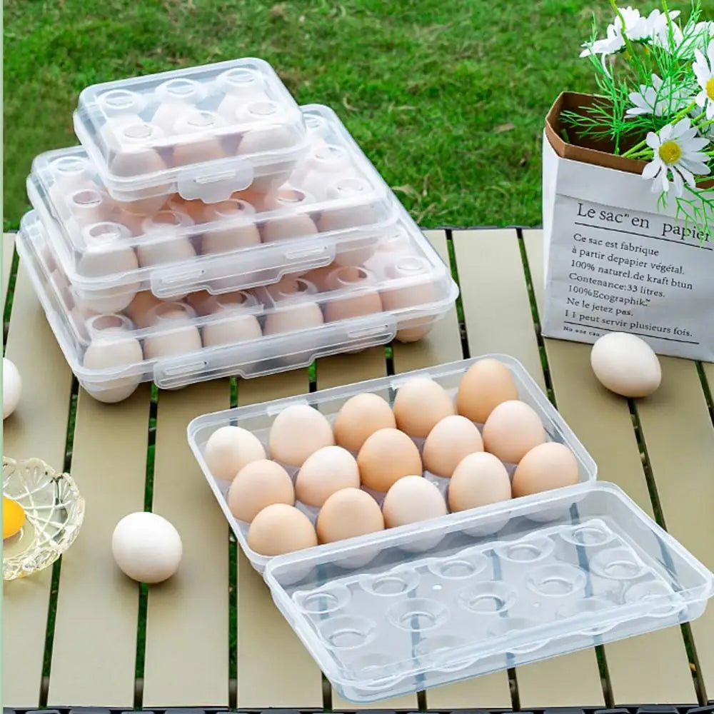 Egg Holder Plastic Egg Storage Box Egg Organizer for Fridge Portable Egg Tray with Lid for Refrigerator Camping Hiking Outdoor
