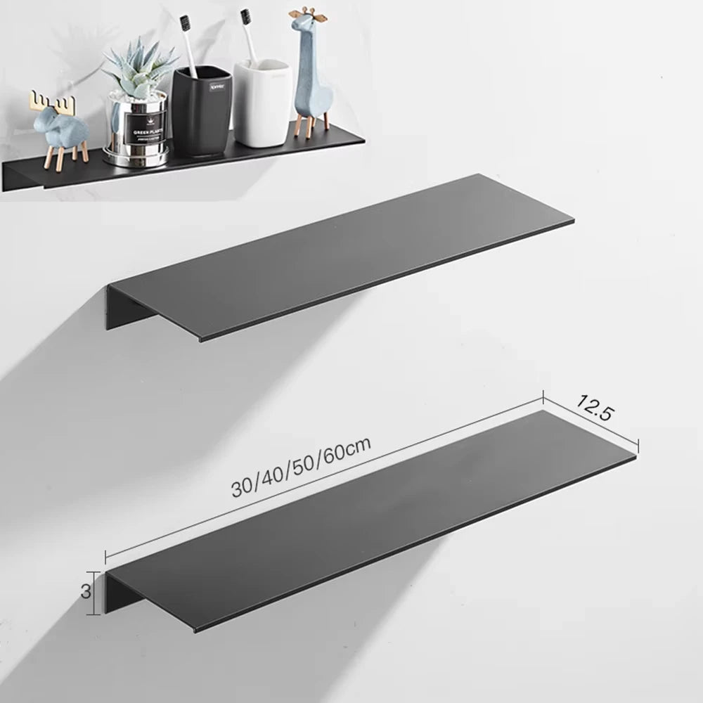 30/40/50CM Bathroom Shelf Aluminum Floating Shelves for Wall Mounted Shower Organiser Kitchen Storage Rack Bathroom Accessories