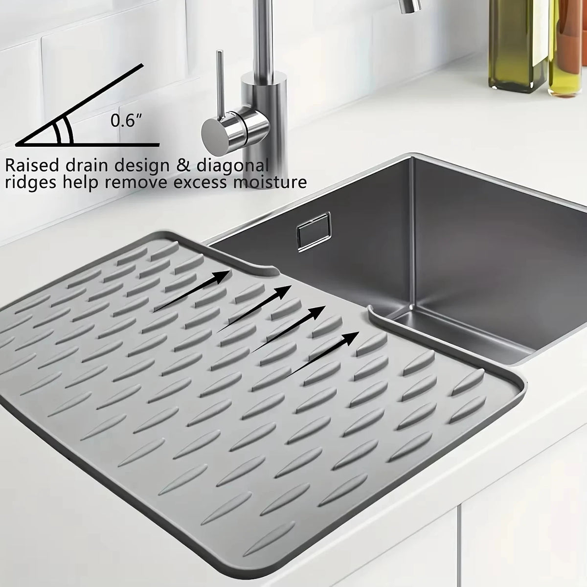Silicone Dish Drying Mat Kitchen Countertop Drainer Pad Heat Resistant Anti-Slip Tableware Storage Tray Waterproof