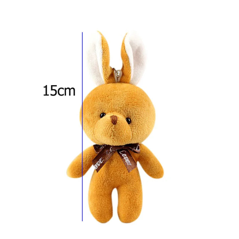 10Pcs/Lot Mini Teddy Rabbit Stuffed Dolls Kawaii Bunny Rabbit Plush Toys Keychain Creative Animal Bag Pendent kids Birthday Gift