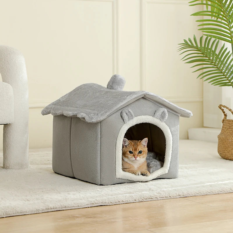 Foldable Pet House Removable Washable Cat House Puppy Cave Sofa Pet Bed House for Extra Small Dogs and Small and Medium Cats