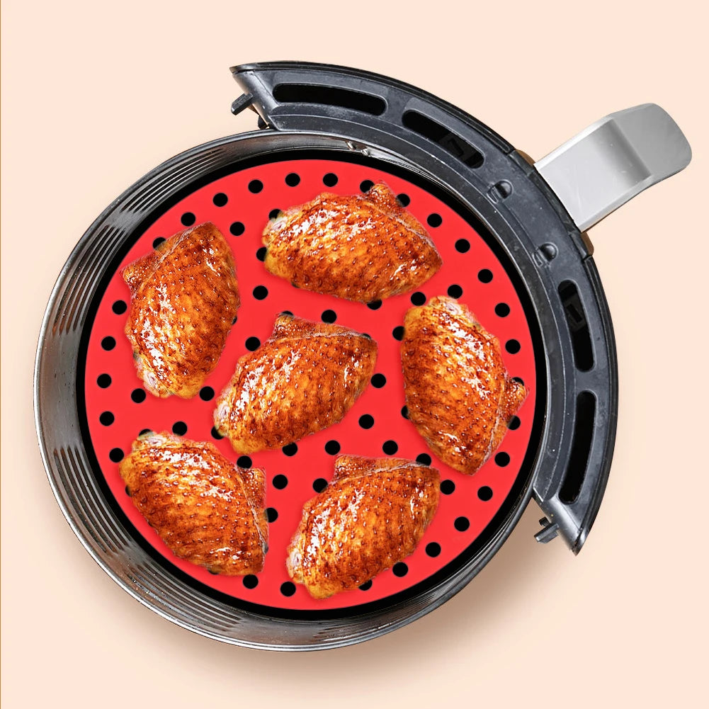 Air Fryer Silicone Liner Mat Reusable Non-Stick Baking Mat Round Square Kitchen Air Fryer Accessories