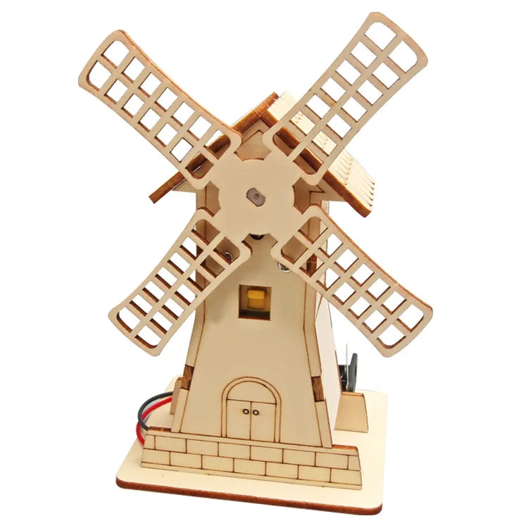 Electric Windmill Hut Student Educational Science and Education Toys Creative Technology Production Handmade Material Package