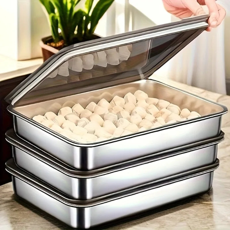 Pro Stainless Baking Trays! 3pcs with Lids - Non-Stick & Easy-Clean. Perfect for Roasting Veggies/Meats. Home & Restaurant Grade