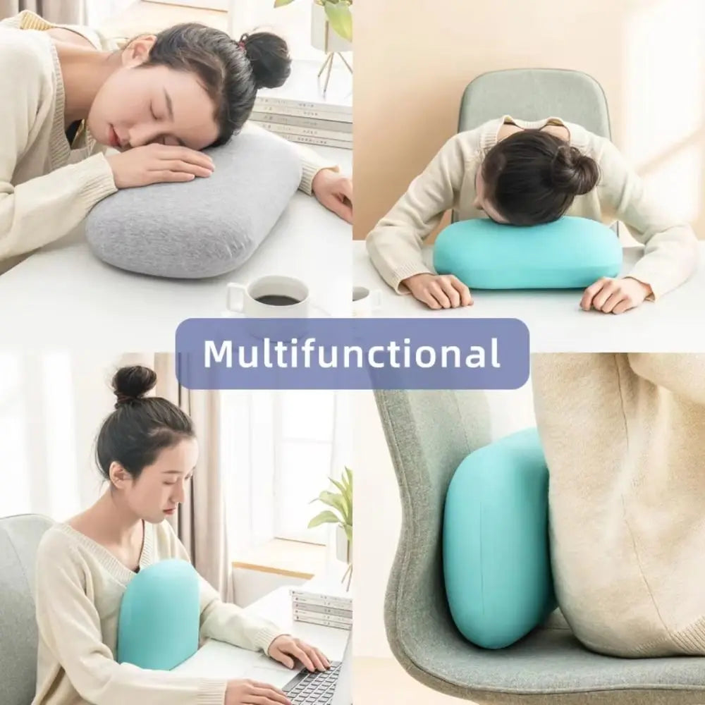 Portable Sponge Nap Pillow Macaron Color Soft Neck Pillow Multifunction Cervical Support Travel Sleeping Pillow Office