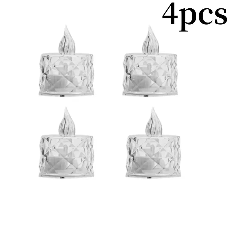 4/8/16Pcs Flameless LED Light Candles Crystal Candle Transparent Electronic Night Lamp for Wedding Valentine's Day Party Decor