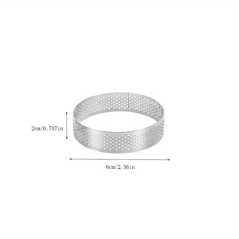 6PCS/12PCS Perforated Tart Rings for Baking Stainless Steel Round Cake Rings French Dessert Mold Small Fruit Tart Rings Baking