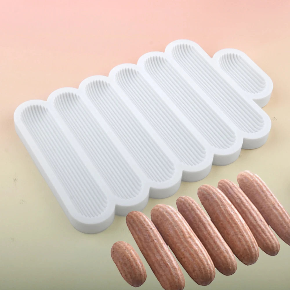 Eclair Dessert Baking Tools Chocolate Puff Silicone Mold Long Strip Puff Cake Mold Kitchen Supplies Pastry Silicone Bakeware