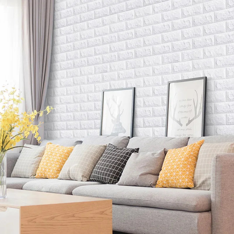 3D Foam Brick Wall Panels Stickers Self Adhesive Waterproof Living Roo ...