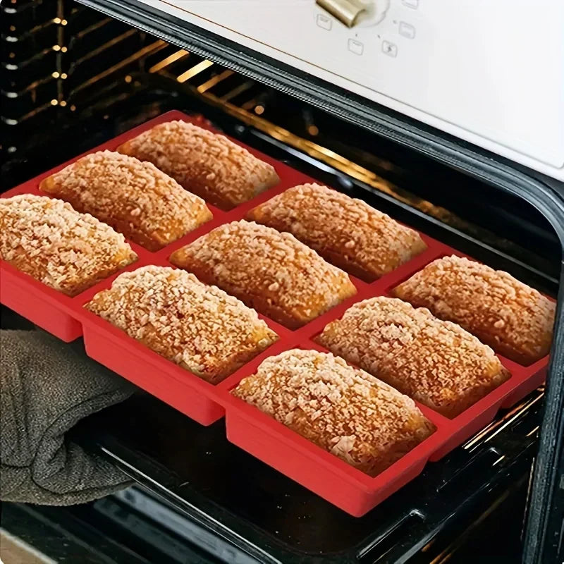 1pc 9-Cavity Silicone Mini Loaf Pan for Baking Cake, Bread, Meatloaf, Cornbread, Brownie, Muffin,and Soap  Easy to Clean