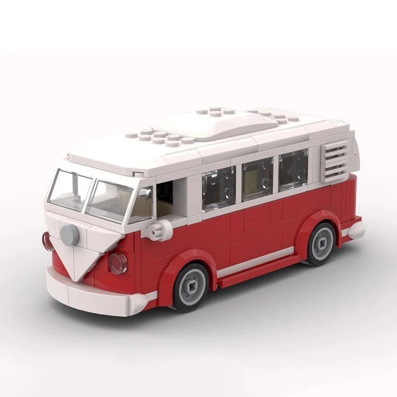 MOC Technical Car Creative VW T1 Camper Van and Trailer 6 Studs Width City Camp Truck Sets Building Blocks Kid Toys Gift