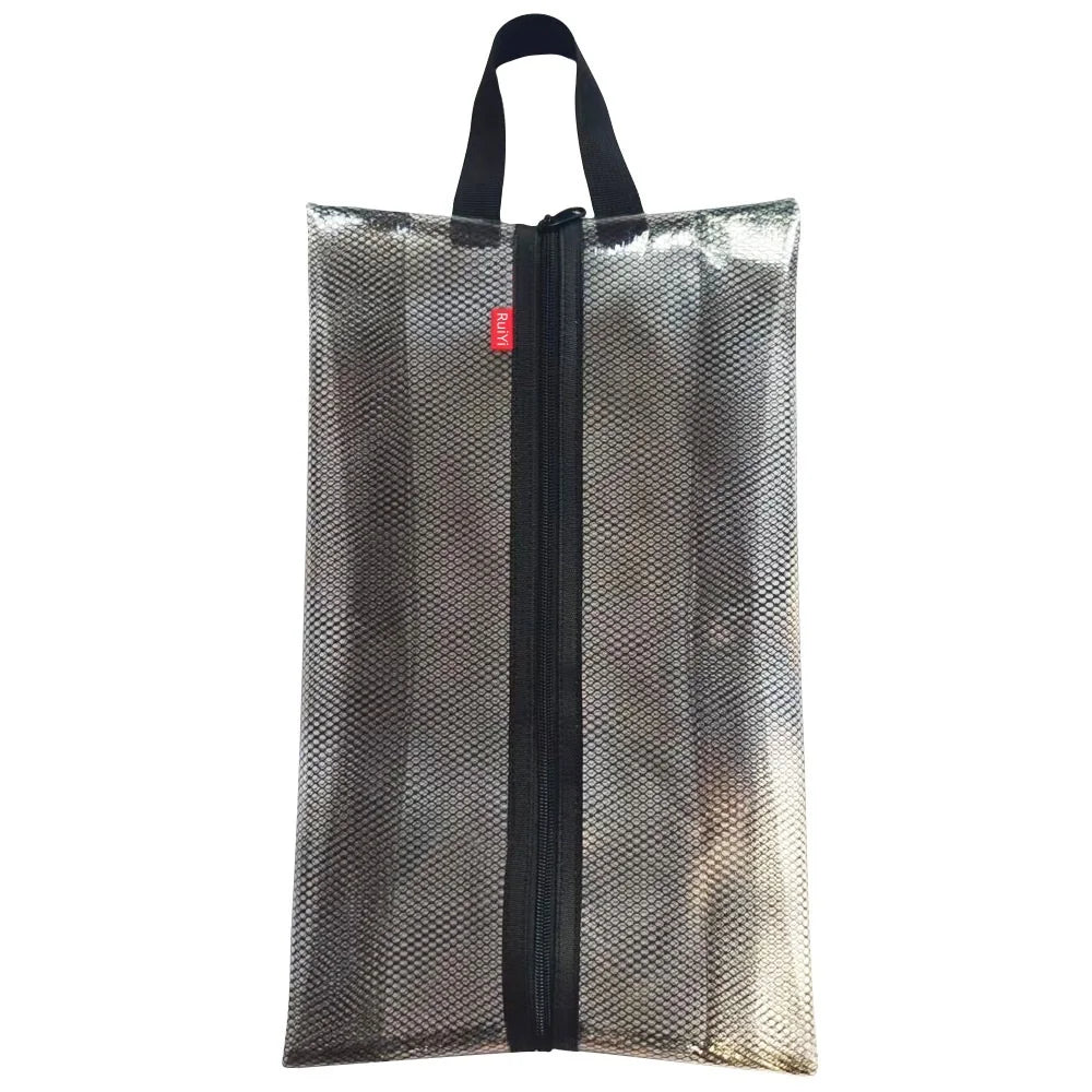 RUIYI Black Mesh Shoe Storage Bag Waterproof Travel Beach Bag Multifunctional Moisture Proof Clip for Organizing Footwear Bag