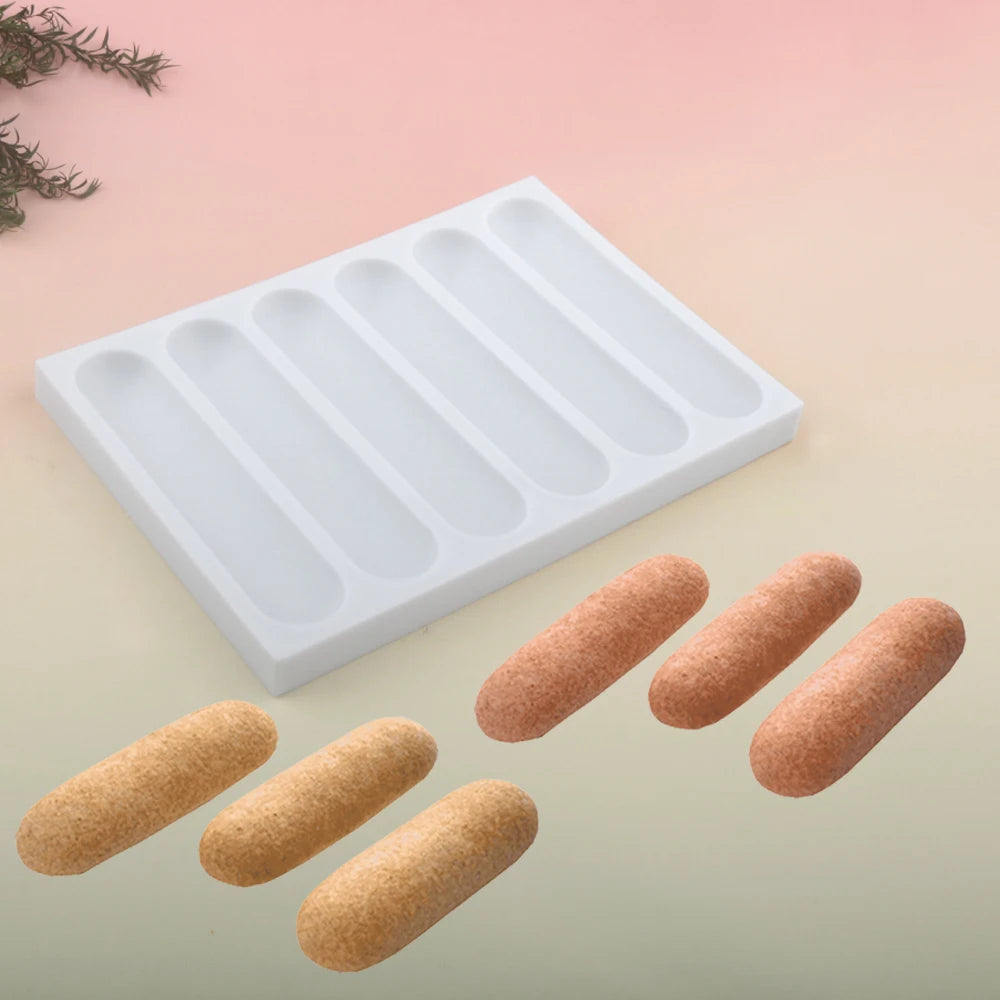 Eclair Dessert Baking Tools Chocolate Puff Silicone Mold Long Strip Puff Cake Mold Kitchen Supplies Pastry Silicone Bakeware