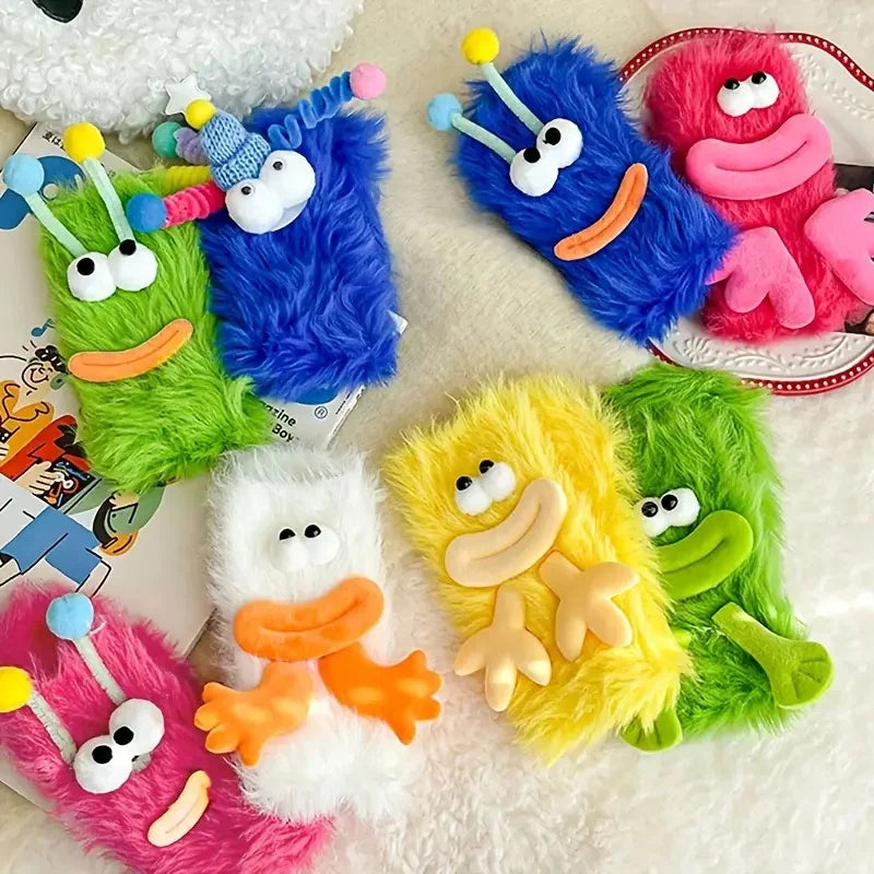 3D Monster Plush Socks, Soft Cartoon Character Socks with Face, Cute Novelty Gift.