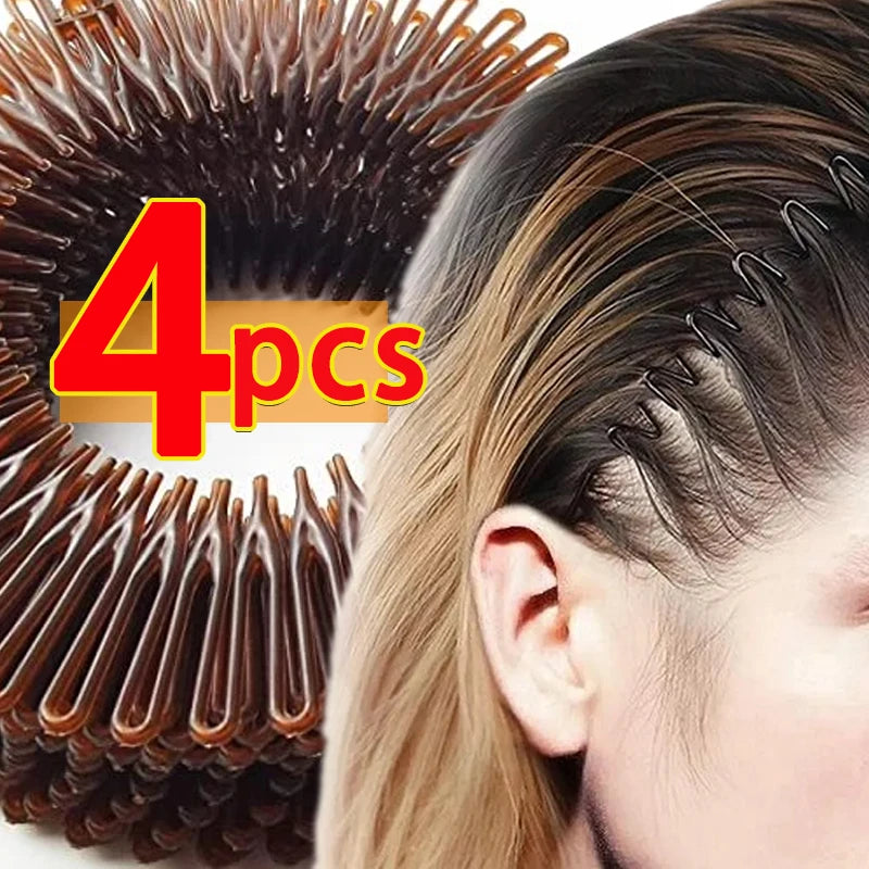 Plastic Full Circle Headbands Hair Hoop Band Clips Hairband Stretch Flexible Comb Teeth Face Wash Fixed Fashion Hair Accessories