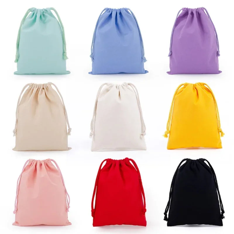 Cotton Linen Drawstring Storage Bags Christms Wedding Gift DIY Plain Pouch Reusable Home Organize Dustbag 7x10 13x16 18x25 25x32