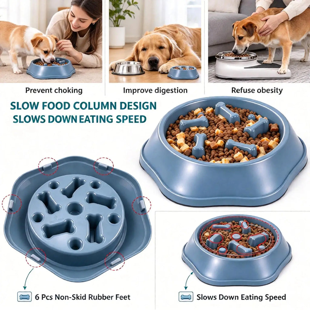 Slow Feeder Dog Bowl Anti-choking Puppy Food Bowl Anti-slip Pet Slow Eating Dog Dishes Puzzle Feeders for Dogs Small Medium