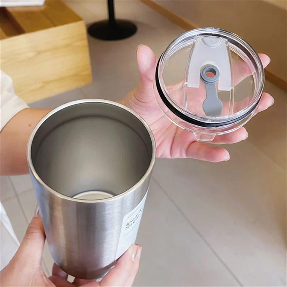 600ml Thermos Portable Stainless Steel Coffee Cup Thermos Bottle with Straw Insulation Drinkware Does Not Contain BPA