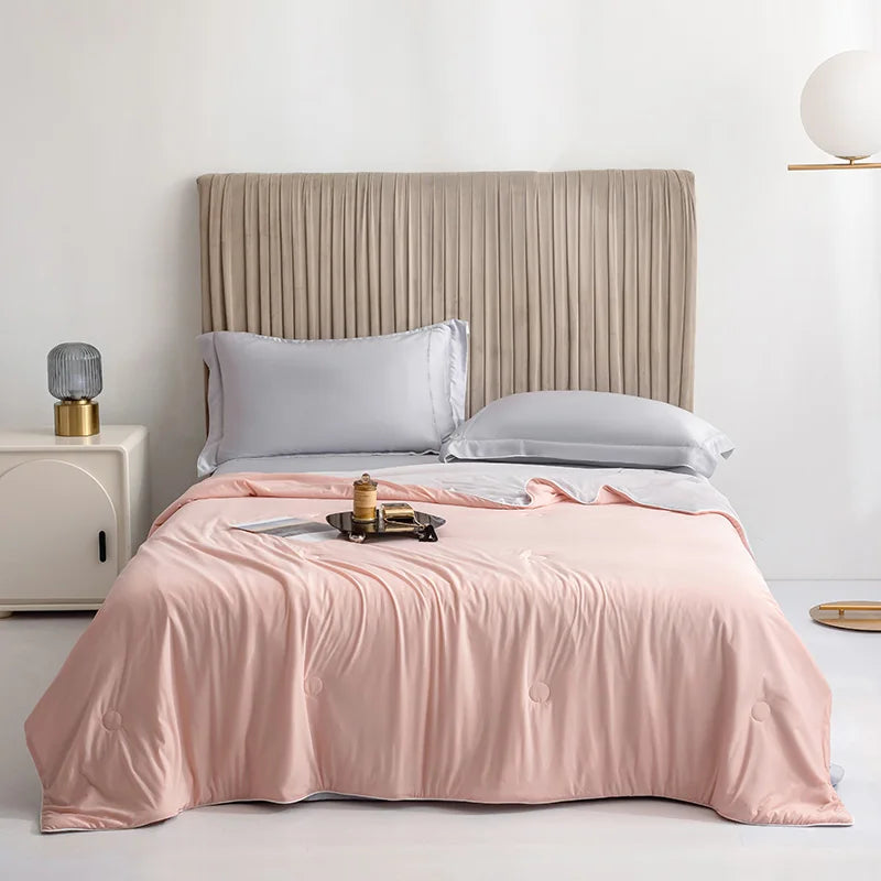 Air Condition Comforter for Summer Pure Color Ice Silk Cooling Blanket Lightweight and Smooth Twin/King Size Cold Quilt