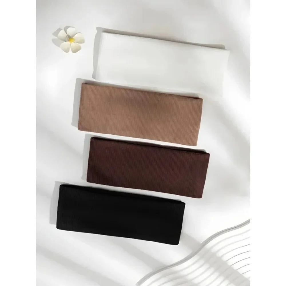 2026 New 4Pcs Women's Solid Color Elastic Hair Bands Simple Fashion Cute Makeup Face Wash Vintage Sports Yoga Running Headbands