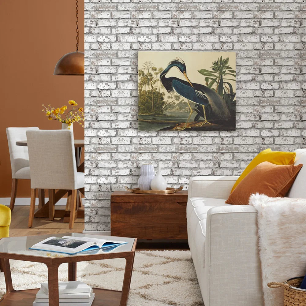 3D Tile Stickers, 3D Whitewash Brick Textures, Matte, 30cm X 30cm, Water and Mold Resistant, for Living Room Kitchen Wall Update