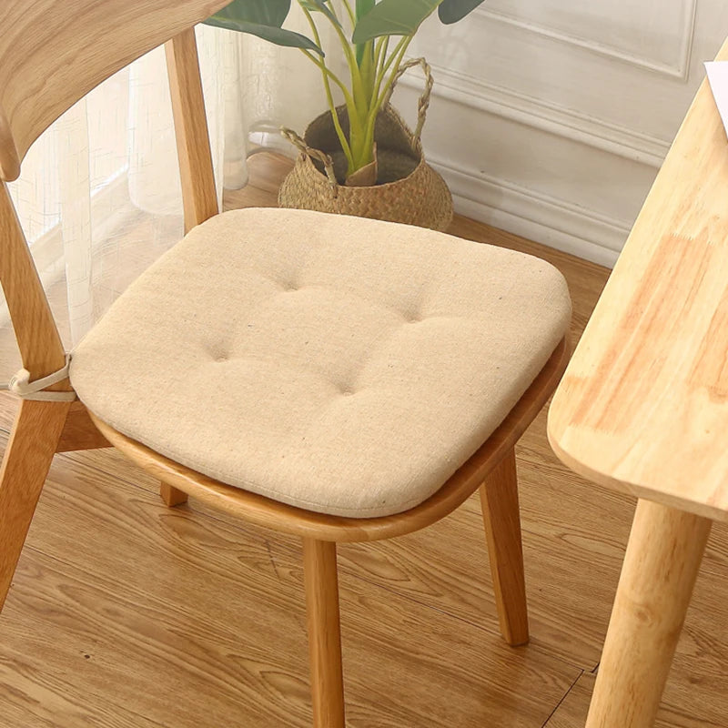 Summer Dining Chair Cushion Thickened Cotton Linen Breathable Cushion Student Horseshoe-shaped Chair Cushion Home Supplies