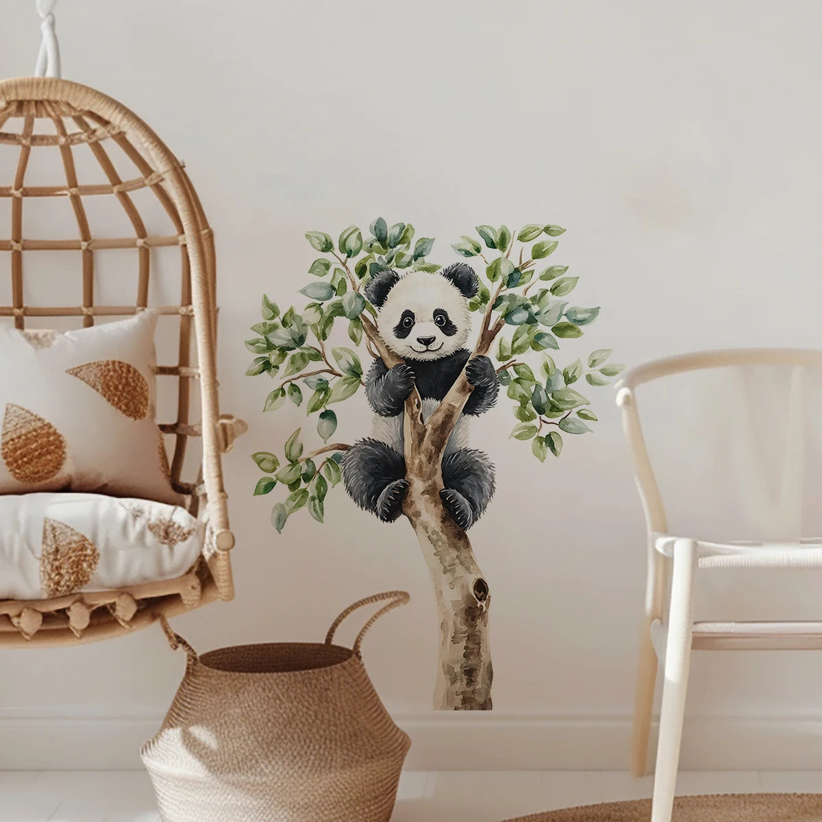 1PC Creative animal wall stickers with cute panda climbing tree design, suitable for beautifying and decorating living room, bed