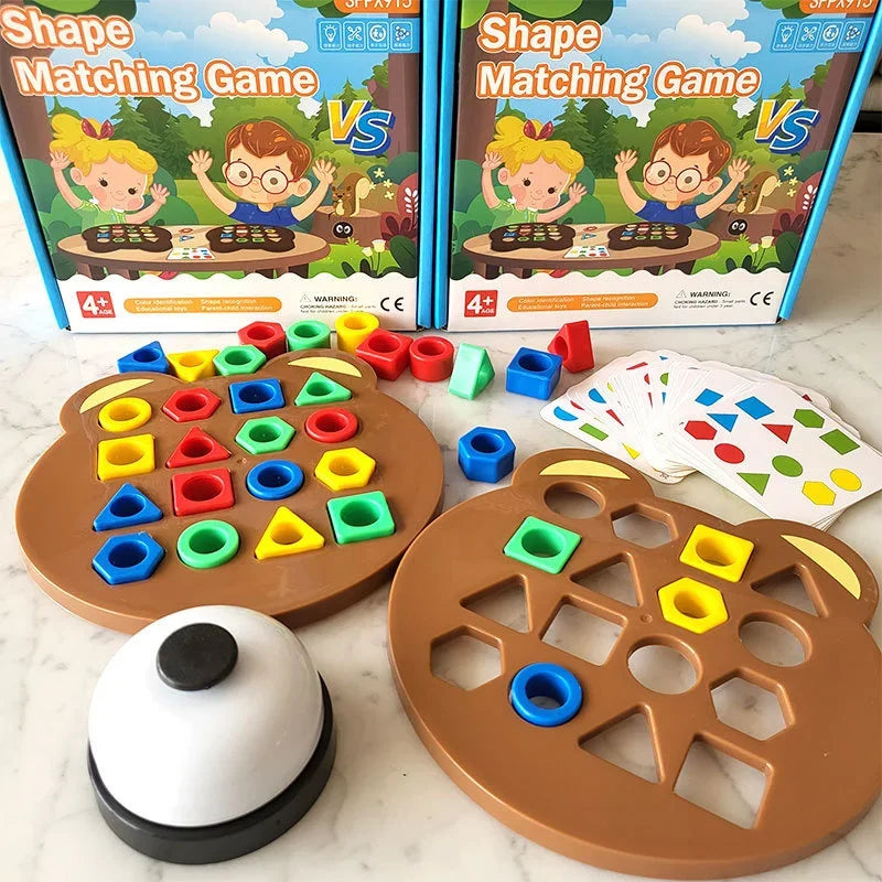 1 Set Little Bear Geometry Matching Puzzle Toys Montessori Parent Child Interactive Jigsaw Board Game Kids Early Educational Toy