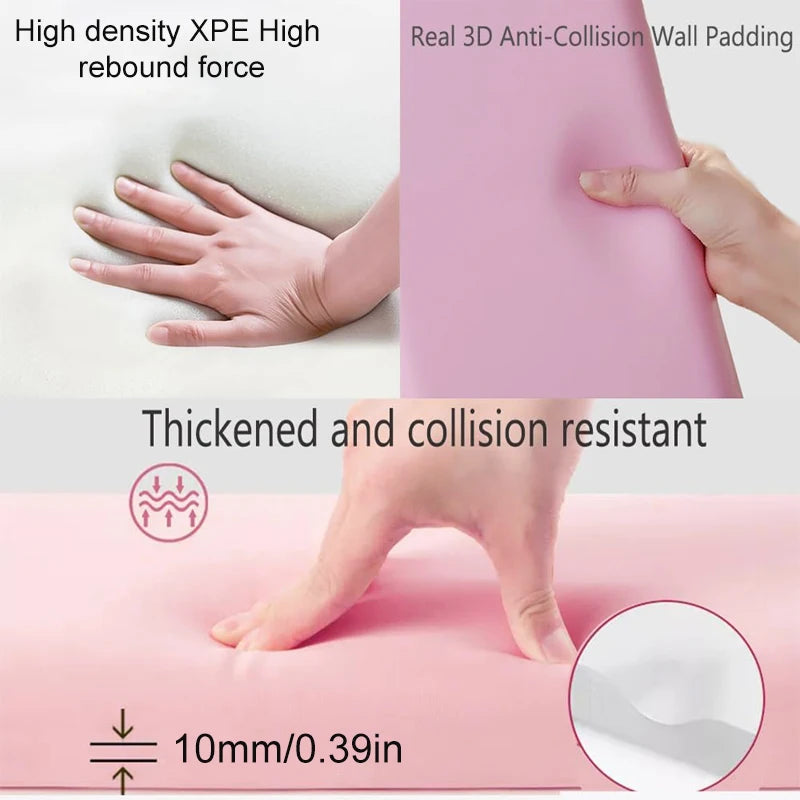 5PCS/SET 3D Wall Stickers Kids Anti-collision Leather Wall Panels Wallpaper Self-adhesive Soft Bag Peel and Stick Headboard Deco