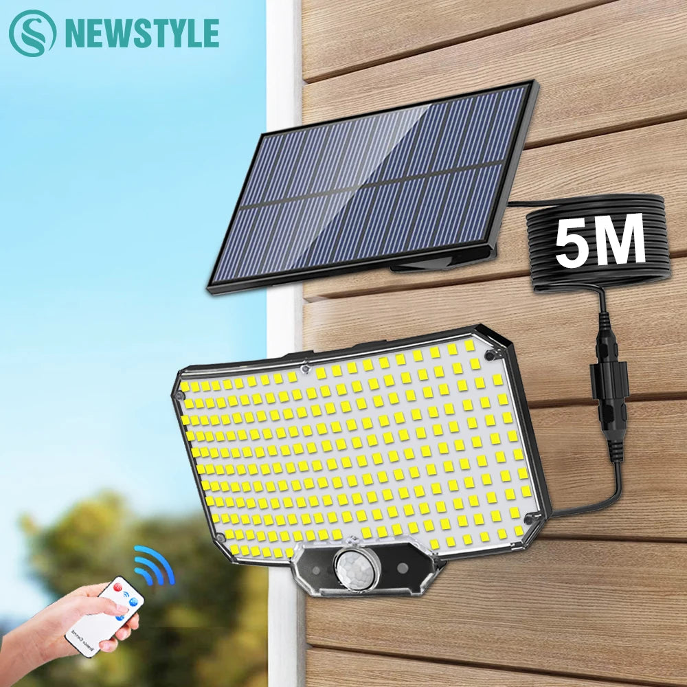 234/318/348 LED Solar Lights 3 Working Modes Super Bright Motion Sensor Outdoor IP65 Waterproof Flood Wall Security Lights Yard