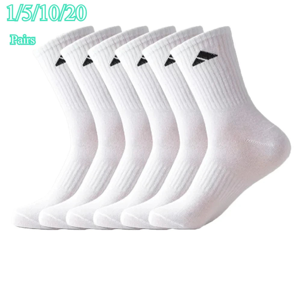 5/10/20 Pairs Men's High Waist Solid Unisex Sports Sock Black White Breathable Mid-Calf Casual All-Season Men basketball Socks