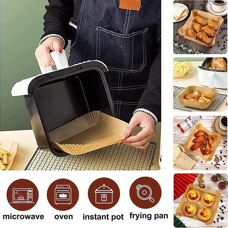 Air Fryer Paper Oven Paper Disposable Brush Non-Stick Airfryer Baking Papers Liners Parchment Paper for Baking Microwave