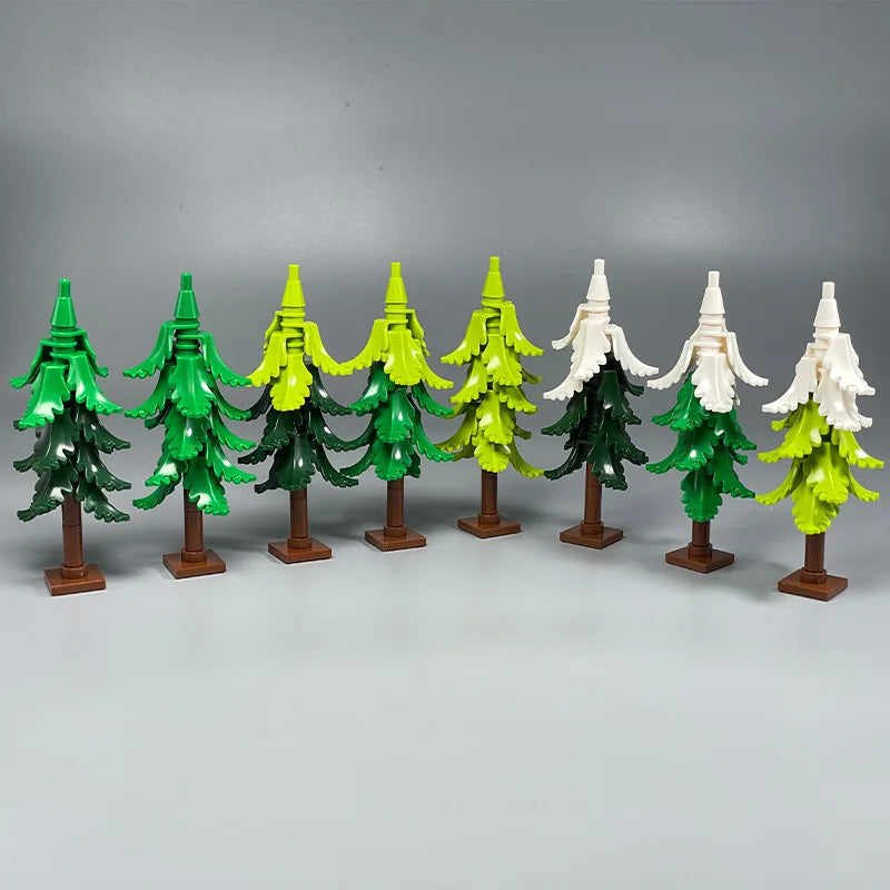 DIY  Pine Tree Model Kit - Snowy Christmas Tree Street Forest Compatible with Building Blocks & Assemble Particles