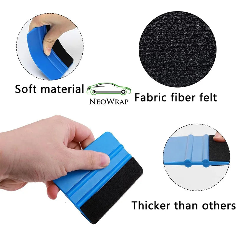 Window Tint Kit Wrapping Spatula Foiling Tool Car Vinyl Wrap Kit Mini Felt Squeegee Wrap Knife and Blades Micro Corner Squeegee