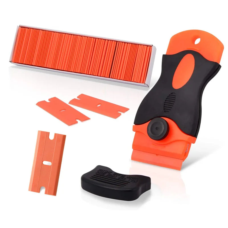 Car Paint Scraper with Plastic Replacement Blades Sticker Glue Removal Scraper Tool Set for for Removing Labels Stickers Decal