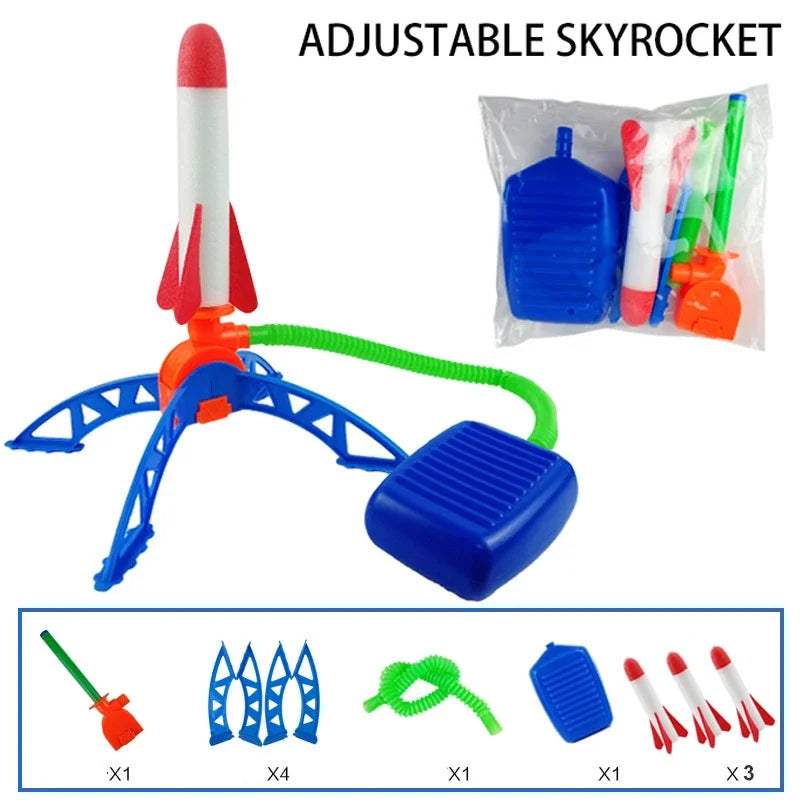 Kids Outdoor Rocket Foot Pump Outdoor Air Pressing Soaring Rocket Suit Jumps Air Powered Rocket Launcher Game Children Toy Gifts