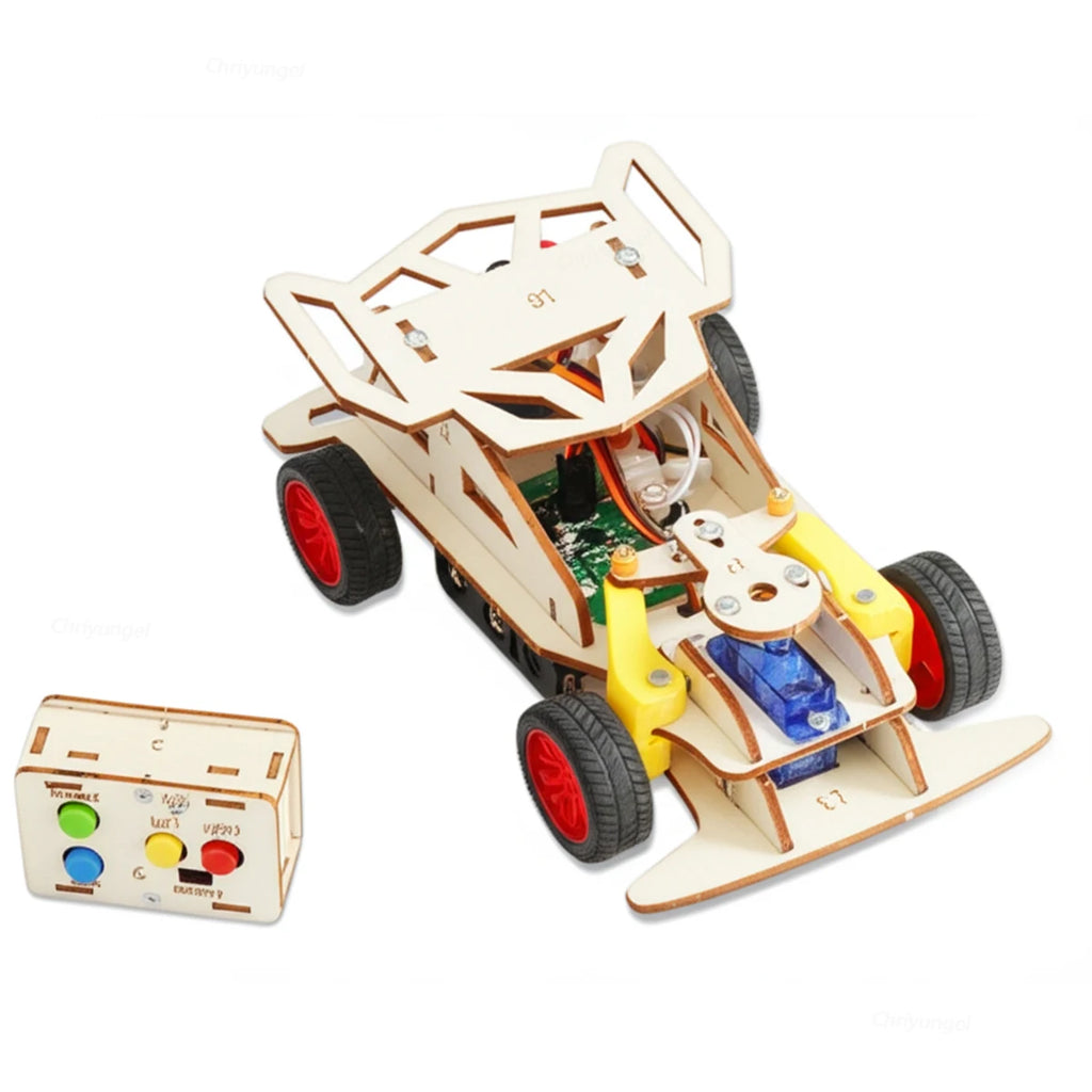 DIY Wooden Remote Control Car Kits STEM 4WD Educational Science Project Building Toys Creative Birthday Gifts for Kids Boys Girl