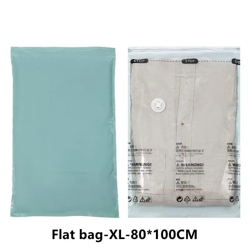 Extra Large No-Pump Vacuum Storage Compression Bags, Practical Space Saver to Store Clothes, Blankets and Bedroom Bedding Neatly