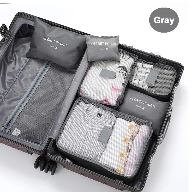 6 Pcs Travel Clothes Storage Bags Set Portable Luggage Organizer Packing Cubes for Suitcase Shoes And Clothes Portable Pouch