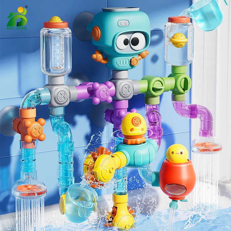 Baby Bath Toys with Strong Suction Cups Tubes Spinner Squirt Water Game Set Toddlers Kids Shower Pool for 3 Years Children Gifts