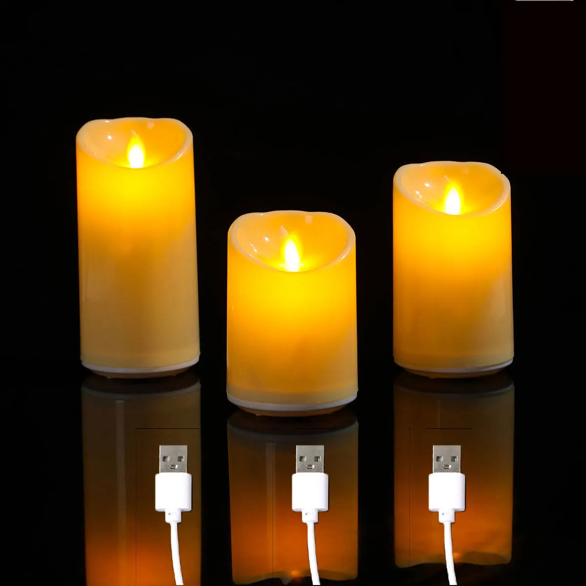 1 or 3 Pieces Flameless LED Rechargeable Candles With USB,Moving Wick Dancing Flame Pillar Candles 3/4/5 Inch Height