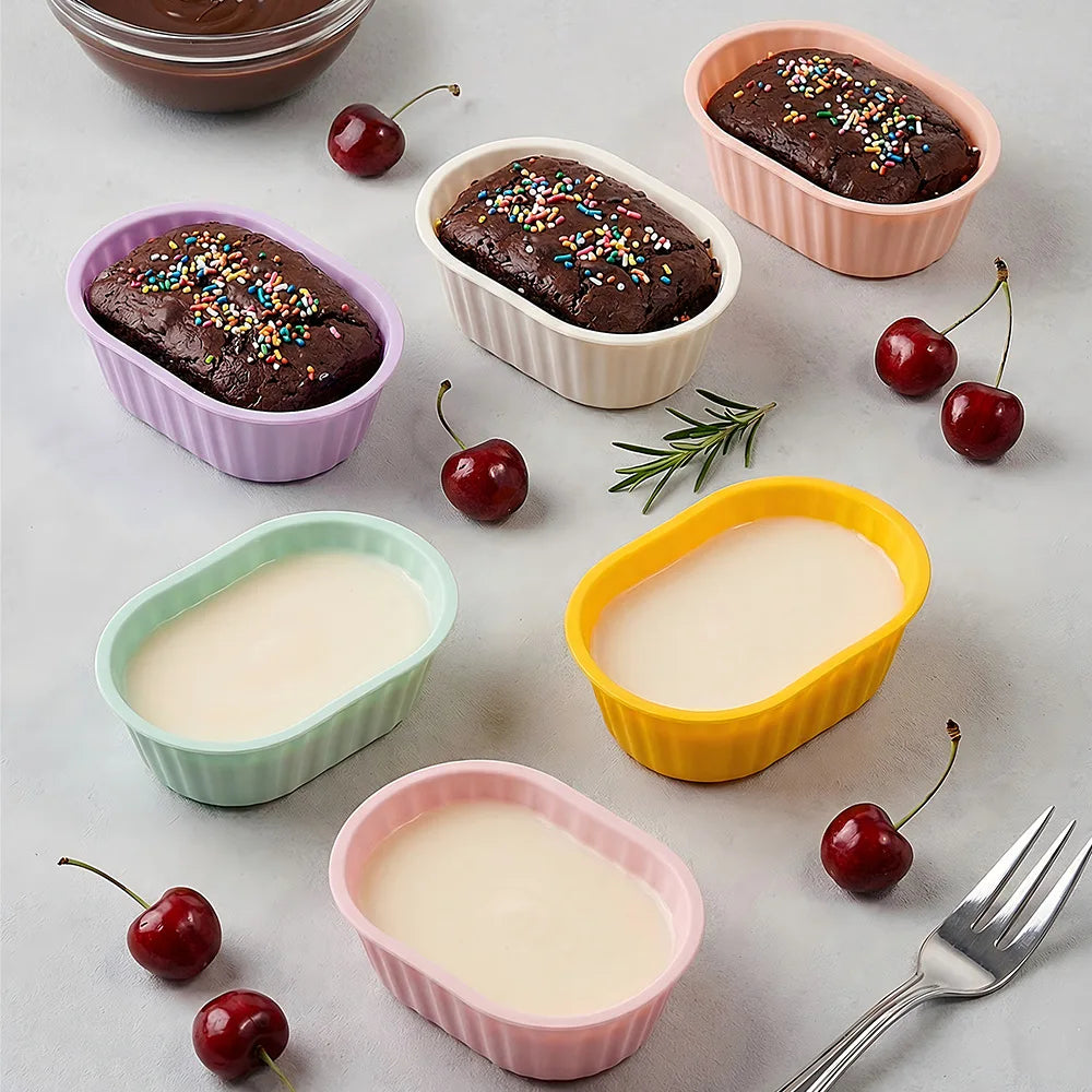 5PCS Reusable Oval Silicone Muffin Cups Non-Stick Cake Mold  Baking Mould for Air Fryer Oven DIY Brownie Pastry Bakeware