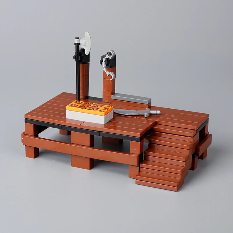 MOC Medieval Prison Execution Ground Hanging Cage Building Blocks Kit Castle Scene Assemble Toys