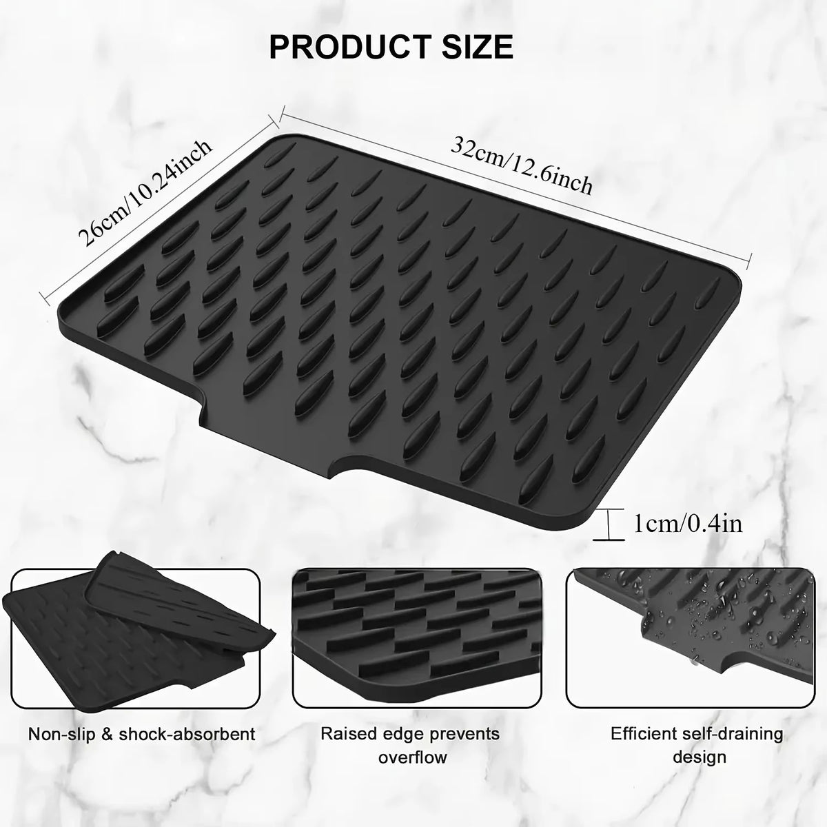 Silicone Dish Drying Mat Kitchen Countertop Drainer Pad Heat Resistant Anti-Slip Tableware Storage Tray Waterproof