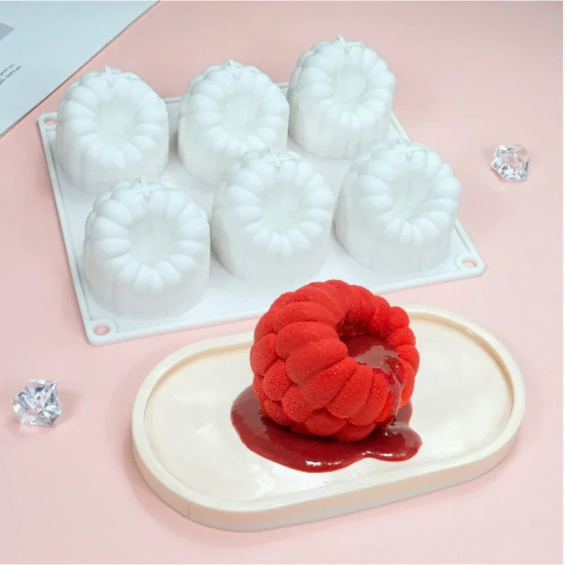 6-cavity Raspberry Mousse Silicone Mold, in the French style Raspberry Shape for Chocolate Desserts and Baking