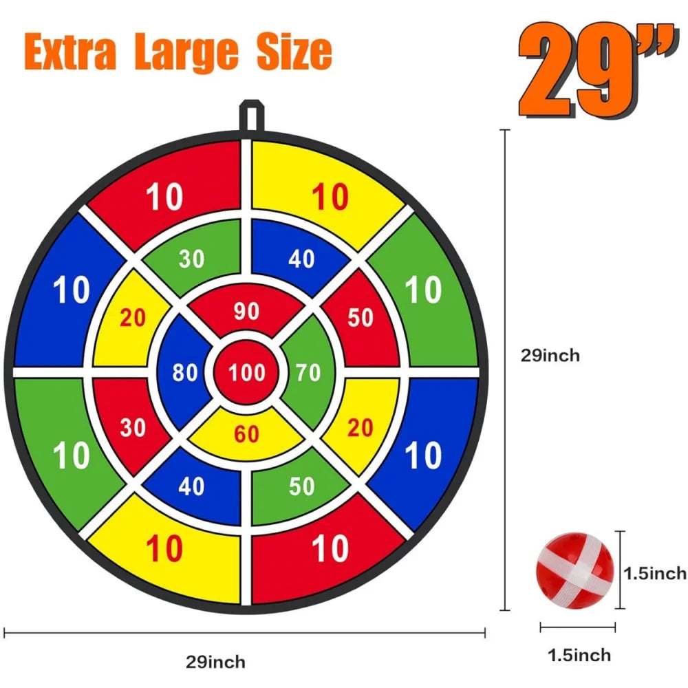 29" Kids Dart Board with Sticky Balls Large Indoor/Outdoor Fun Party Game Toy for Boys Birthday Play