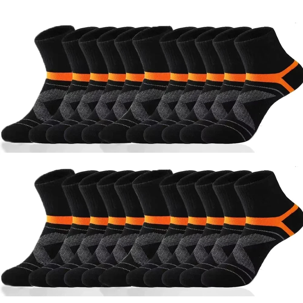3/5/10/20 Pairs Lot Men's Socks Black Sports Socks Casual Run Autumn Winter High Quality Breathable Male Socks