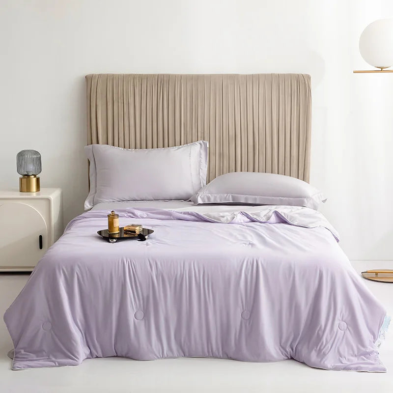 Air Condition Comforter for Summer Pure Color Ice Silk Cooling Blanket Lightweight and Smooth Twin/King Size Cold Quilt